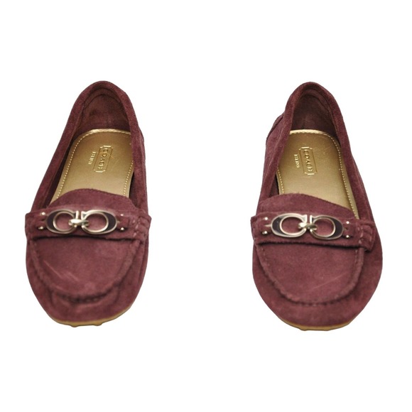 Coach FORTUNATA Suede Classic Driver Moc Loafer Flat Shoe Burgundy 7 New - Picture 4 of 7